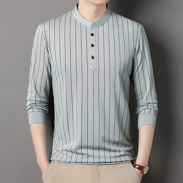 Herren Poloshirt mit elegantem Streifenmuster und hochwertiger Knopfleiste Echoarchiv