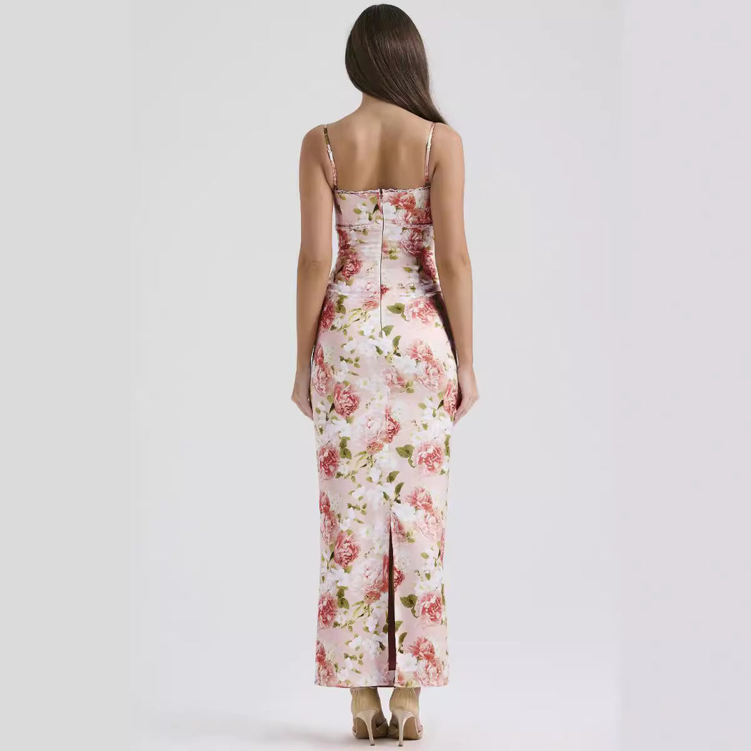 Damen Blumenkleid mit tailliertem Oberteil und schwingendem Saum Echo Archiv