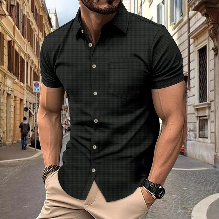 Herren Kurzarmhemd mit strukturiertem Design und modernem Schnitt Echoarchiv