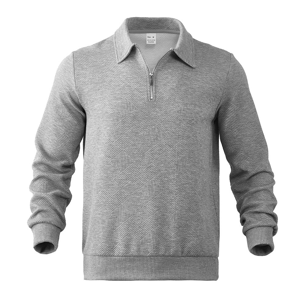 Herren eleganter Stehkragen Pullover mit Reißverschluss und strukturiertem Design Echoarchiv