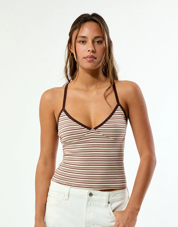 Damen Camisole-Top im lässigen Streifendesign mit verstellbaren Trägern Echo Archiv