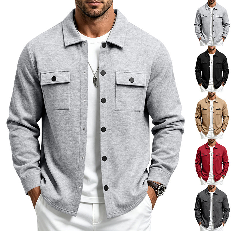 Herren Overshirt-Jacke mit Druckknopfleiste und aufgesetzten Brusttaschen – Taviero