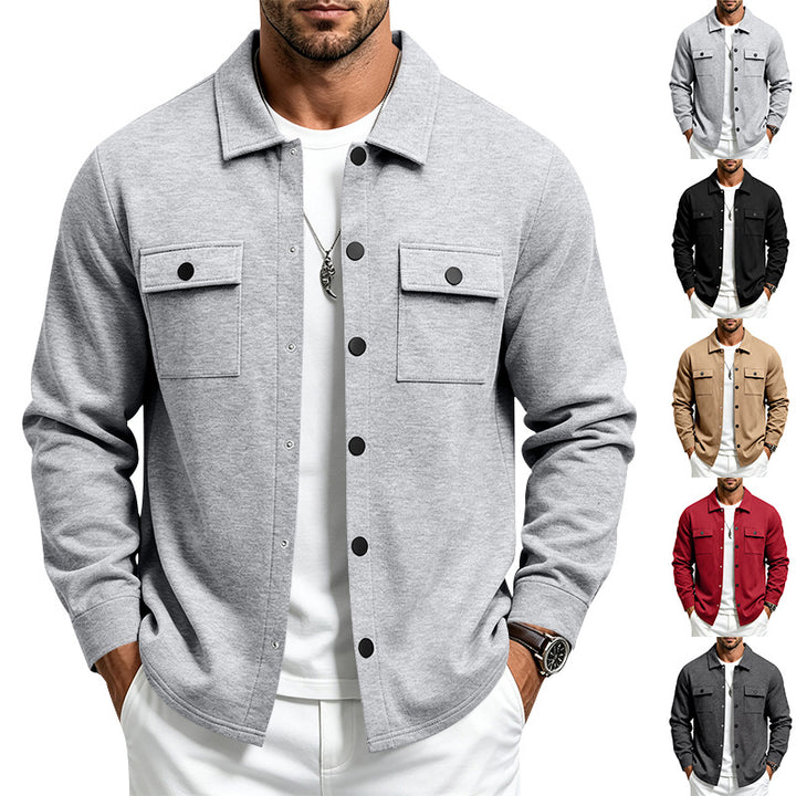 Herren Overshirt-Jacke mit Druckknopfleiste und aufgesetzten Brusttaschen – Taviero
