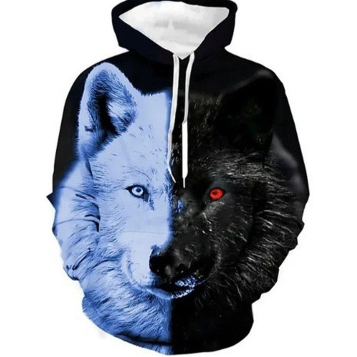 Damen Kreativer Kapuzenpullover mit einzigartigem Wolfsmotiv Echoarchiv
