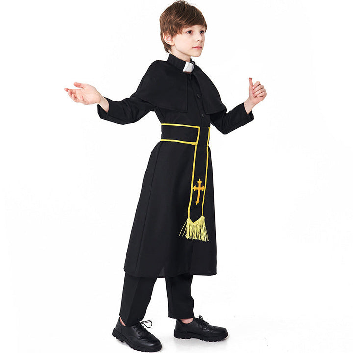 Männer Priester Kostüm mit Umhang und goldenen Accessoires Echo Archiv