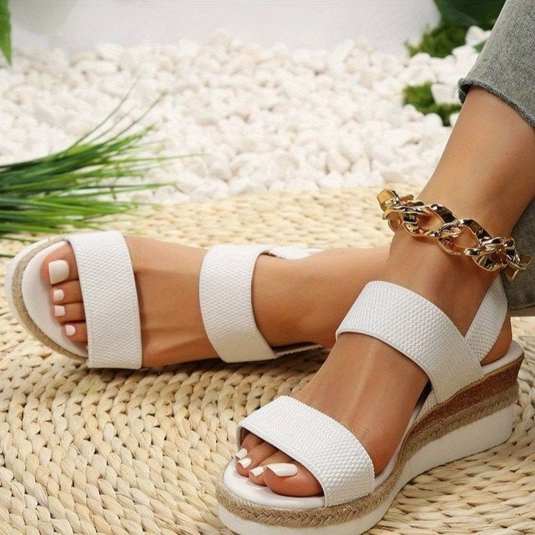Damen Keil‑Sandalen mit Jute‑Plateau, elastischen Doppelriemen und gepolstertem Komfortfußbett Echo Archiv