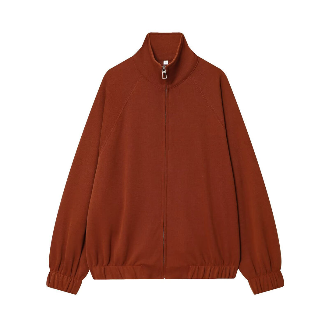 Damen Oversize Sweatjacke mit Reißverschluss, hohem Stehkragen und Raglanärmeln Echo Archiv