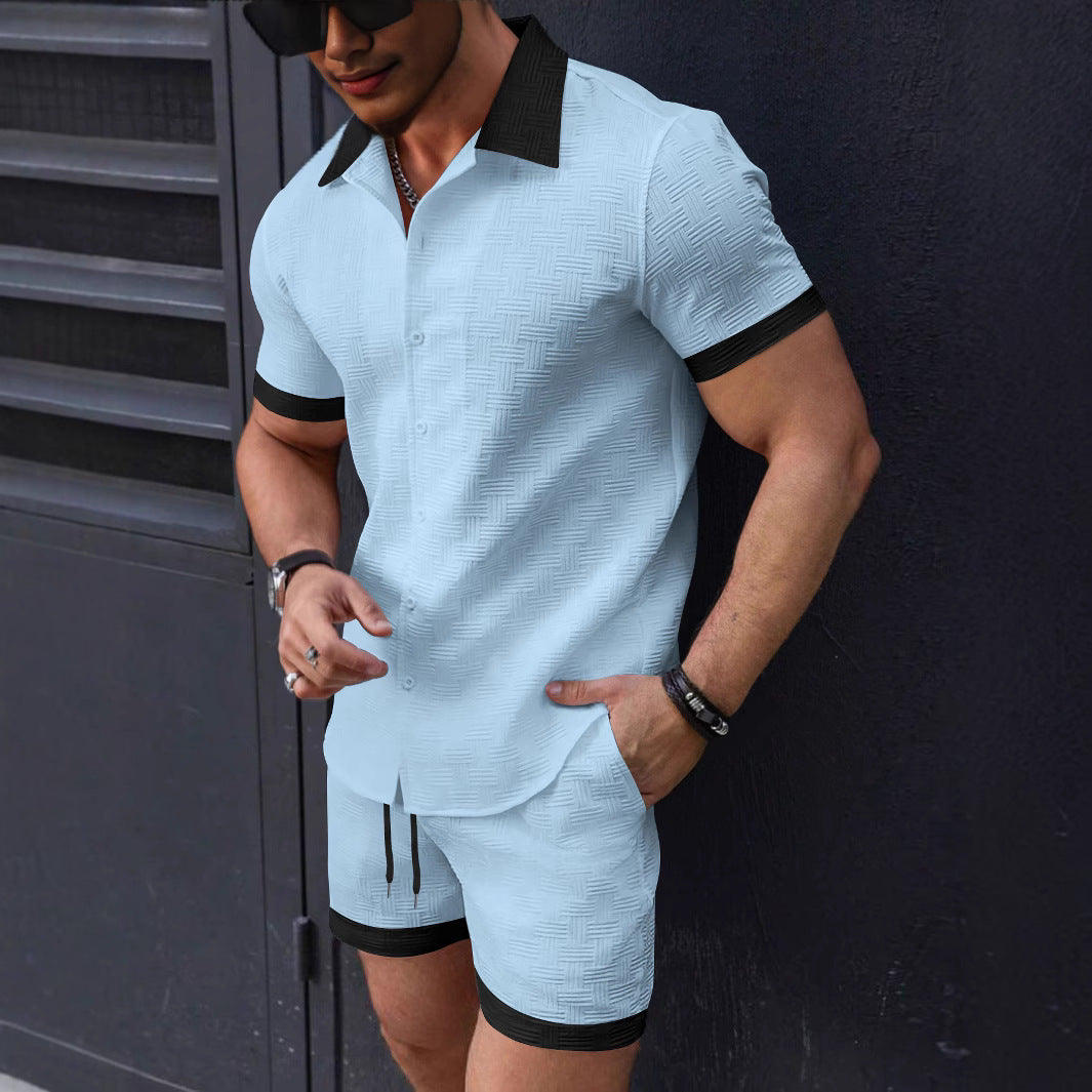 Herren modische Kurzarm-Hemd und Shorts Set Echoarchiv