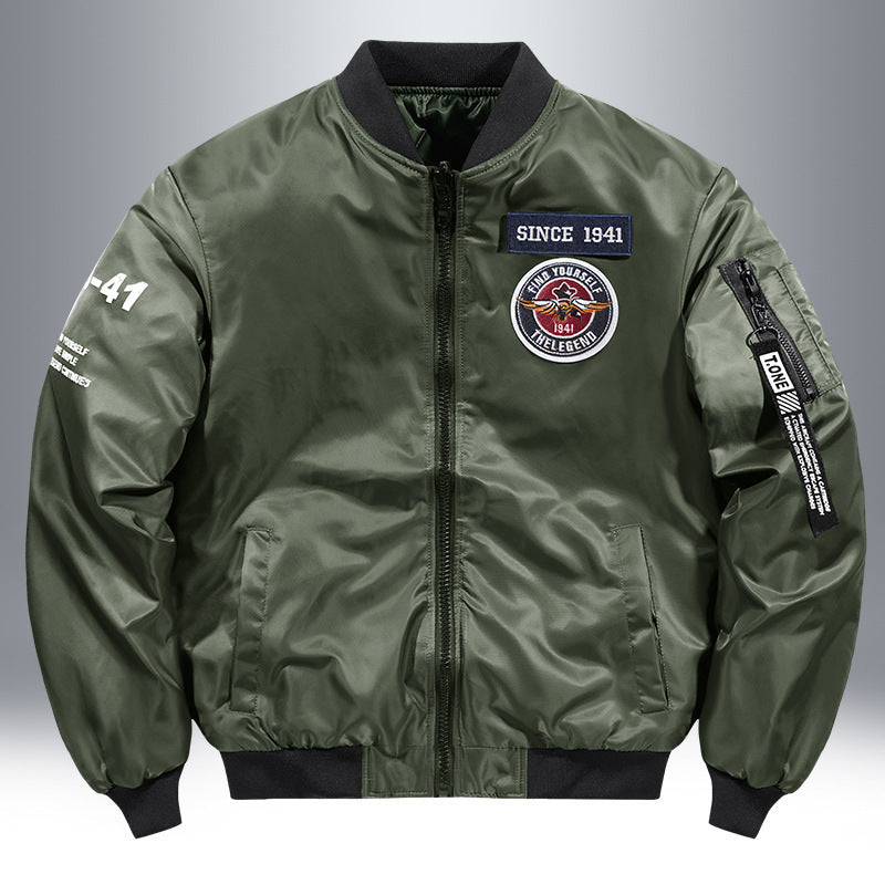 Herren Piloten-Bomberjacke mit Patch-Details, Nylon‑Shell und Ärmeltasche Echoarchiv