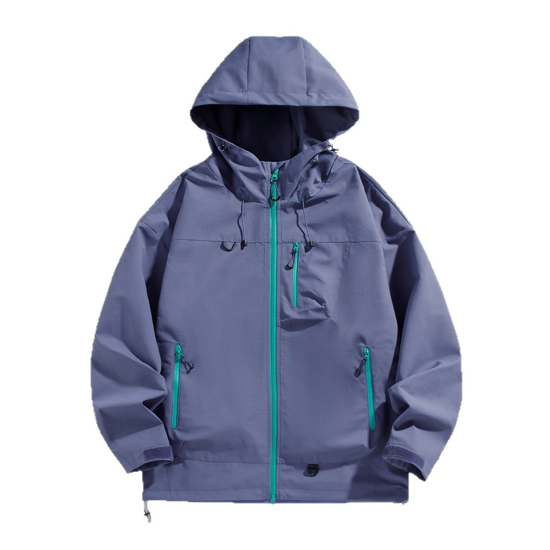 Herren wasserdichte Outdoor-Jacke mit verstellbarer Kapuze und praktischen Reißverschlusstaschen Echoarchiv