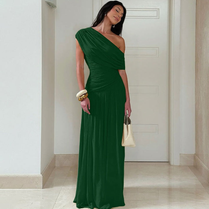 Damen Elegantes asymmetrisches Maxikleid mit Raffungen Echoarchiv