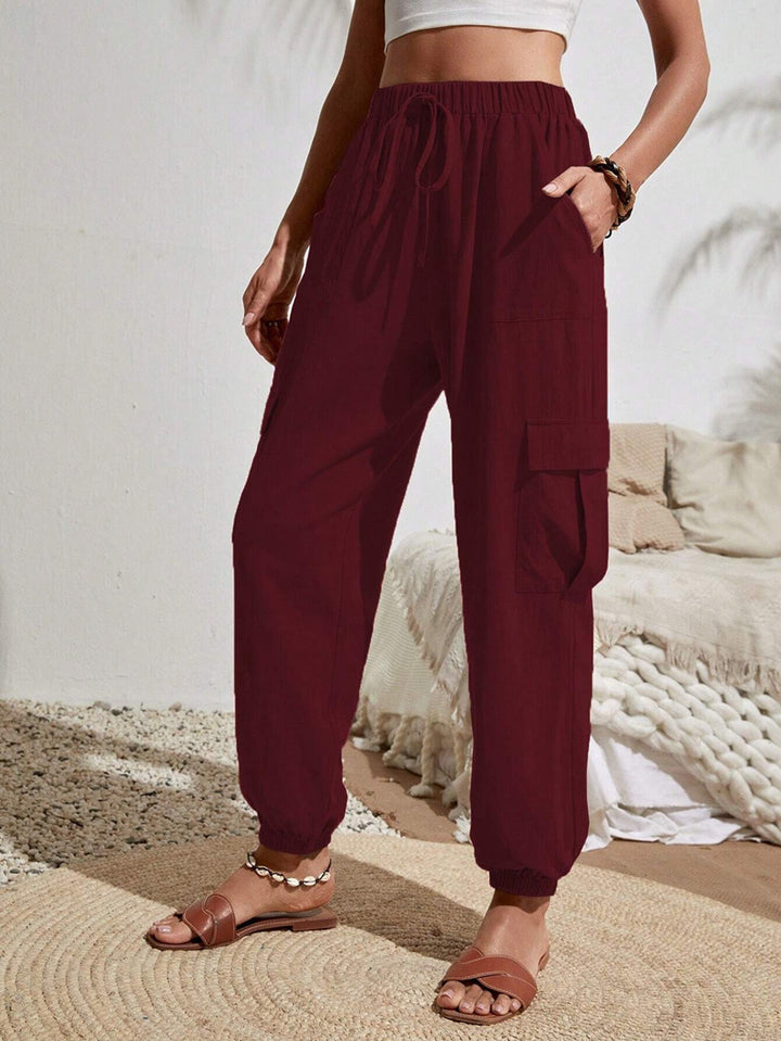 Damen Cargo-Jogginghose mit elastischem Bund, Kordelzug und aufgesetzten Taschen Echo Archiv