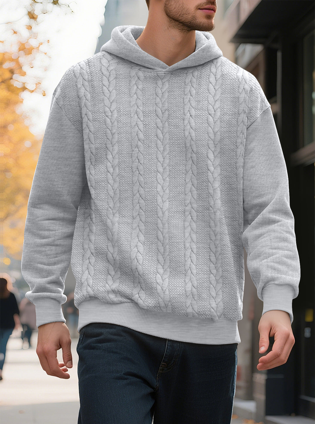Herren Kapuzensweater mit innovativer Strickstruktur Echoarchiv
