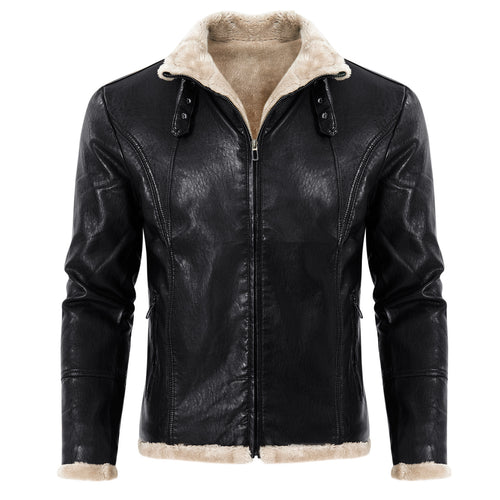 Herren elegante Lederjacke mit Kuschelkragen Echoarchiv