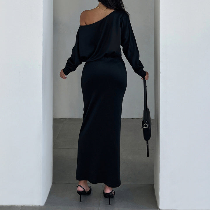 Damen Kleid mit weitem U-Boot-Ausschnitt, Fledermausärmeln und tailliertem Bleistiftrock Echo Archiv