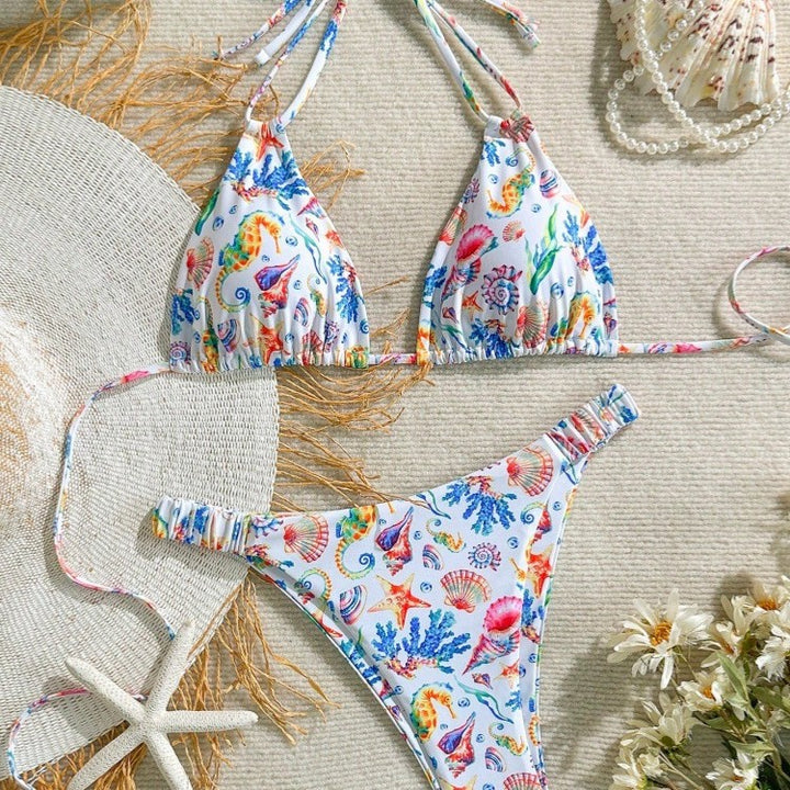 Damen Bikini-Set mit buntem Unterwasser-Motiv und verstellbaren Trägern Echo Archiv