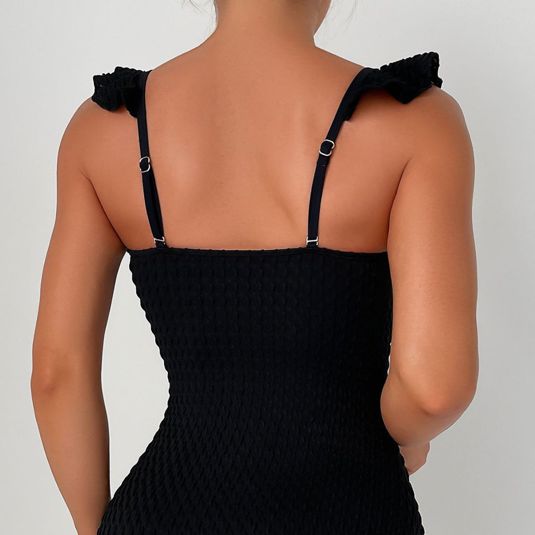 Damen luftiger Badeanzug mit raffinierten Rüschendetails Echo Archiv