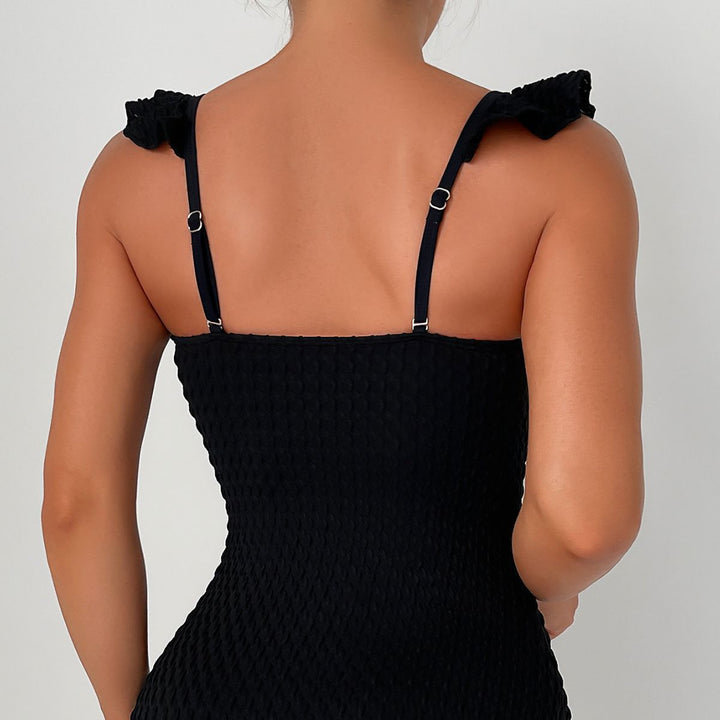 Damen luftiger Badeanzug mit raffinierten Rüschendetails Echo Archiv
