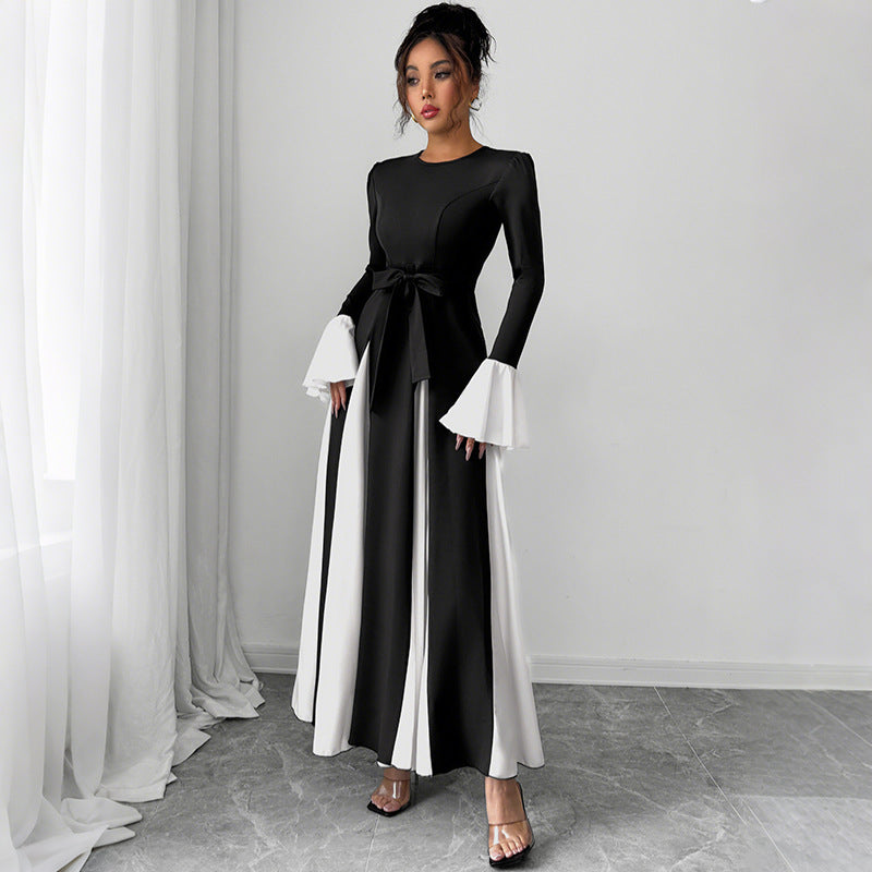 Damen Elegantes Maxikleid mit Rüschendetails und Taillengürtel Echo Archiv