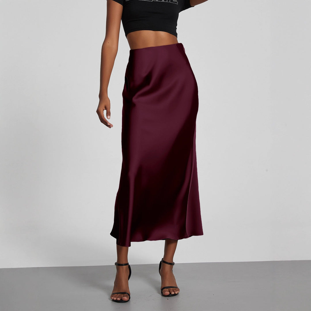Damen Stilvolle Satin-Stretchrock mit hohem Bund und fließendem Schnitt Echoarchiv