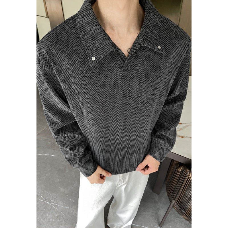 Damen Oversize-Bluse mit Fischgrätstruktur und Balloon-Ärmeln Echo Archiv