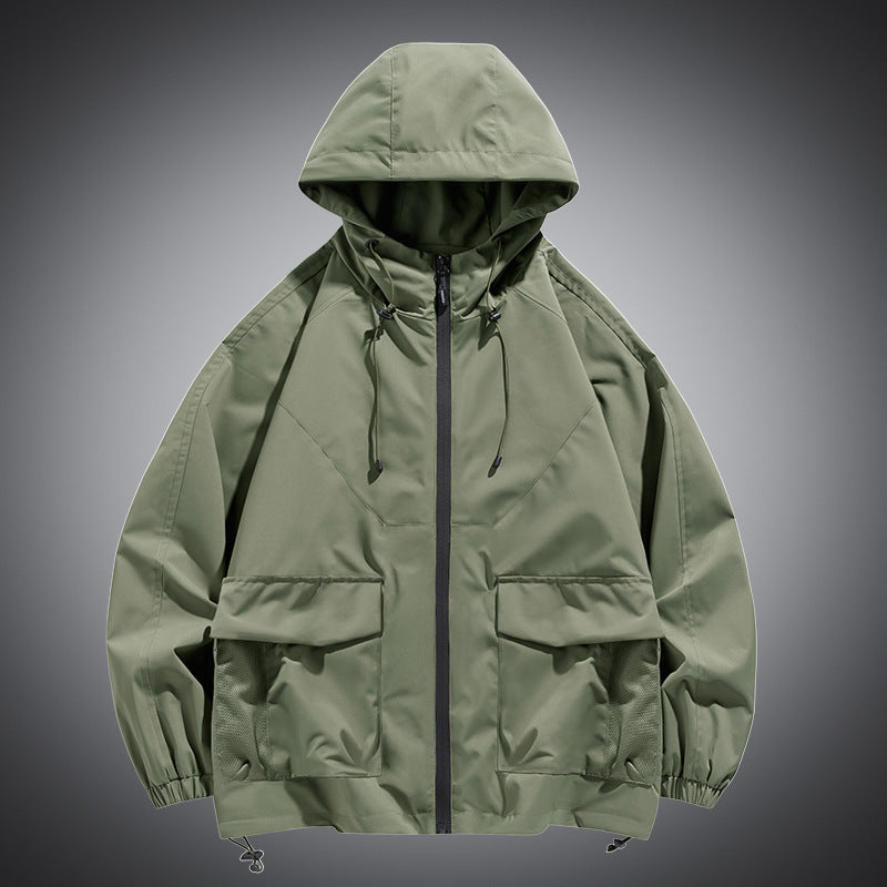 Herren Oversize Kapuzen-Windbreaker mit Multi‑Taschen, Mesh‑Einsätzen und Kordelzug Echo Archiv