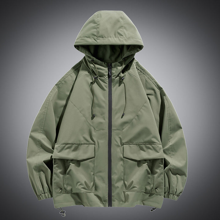 Herren Oversize Kapuzen-Windbreaker mit Multi‑Taschen, Mesh‑Einsätzen und Kordelzug Echo Archiv