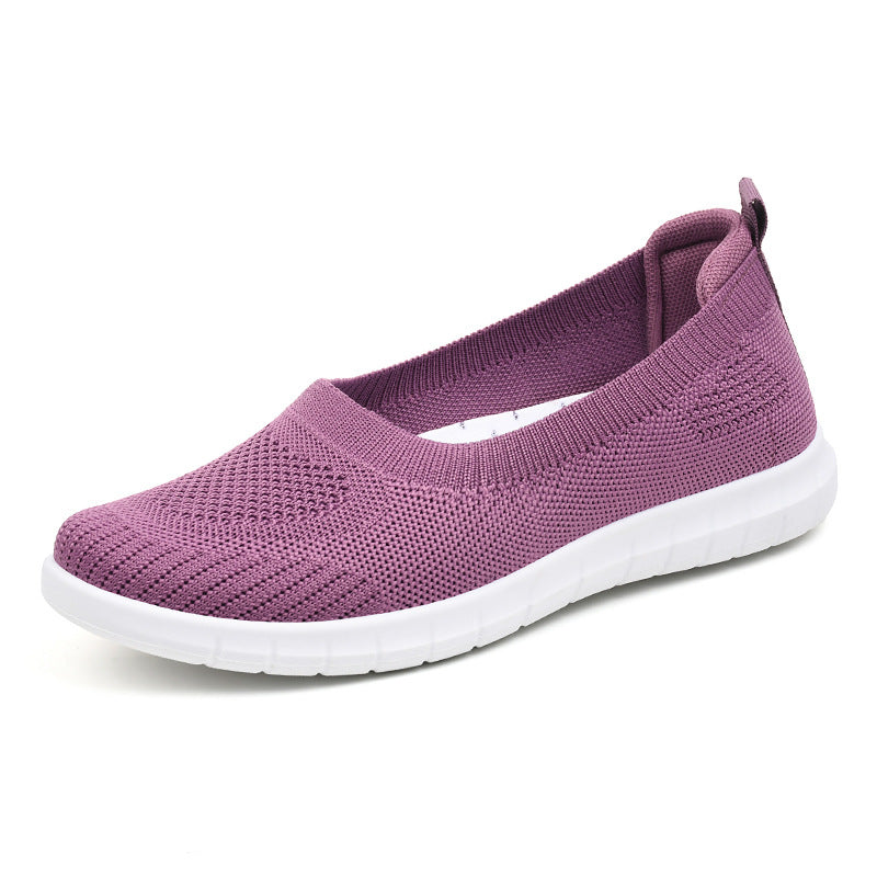 Damen nan atmungsaktive Strick-Ballerina-Slipper mit nahtlosem Sockeneinstieg, orthopädischem Memory-Fußbett und flexibler EVA-Laufsohle Echo Archiv