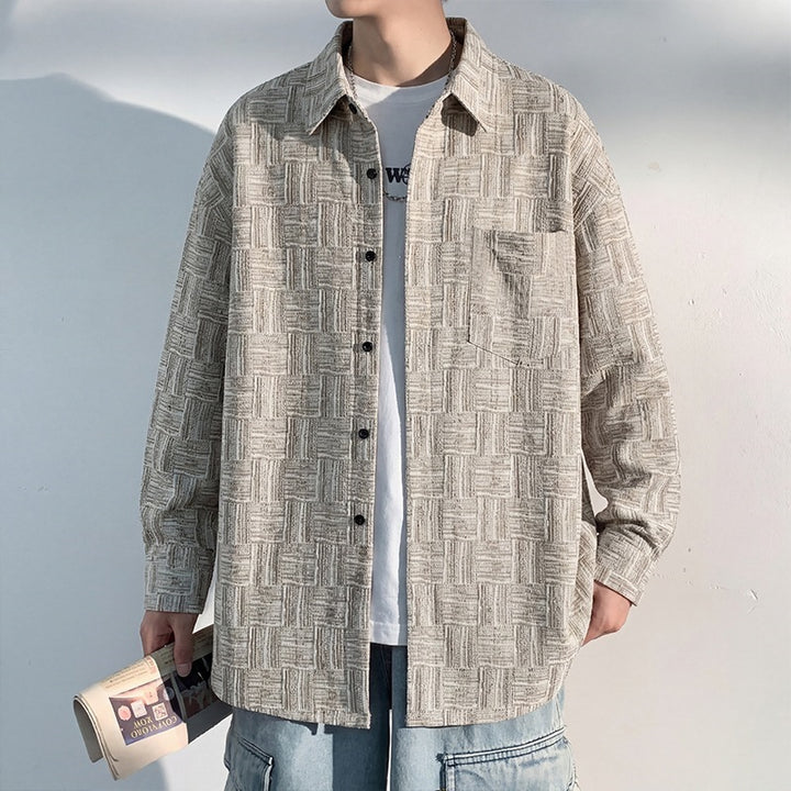 Herren Overshirt-Jacke aus strukturierter Baumwollmischung mit Karomuster-Relief Echo Archiv