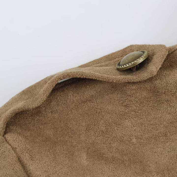 Damen kurz geschnittene Kavallerie-Jacke aus Wildlederoptik mit Zierknopfleiste und Schulterpatten Echo Archiv