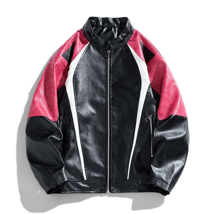 Herren Kunstlederjacke im urbanen Racing-Stil mit auffälligen Farbakzenten Echoarchiv