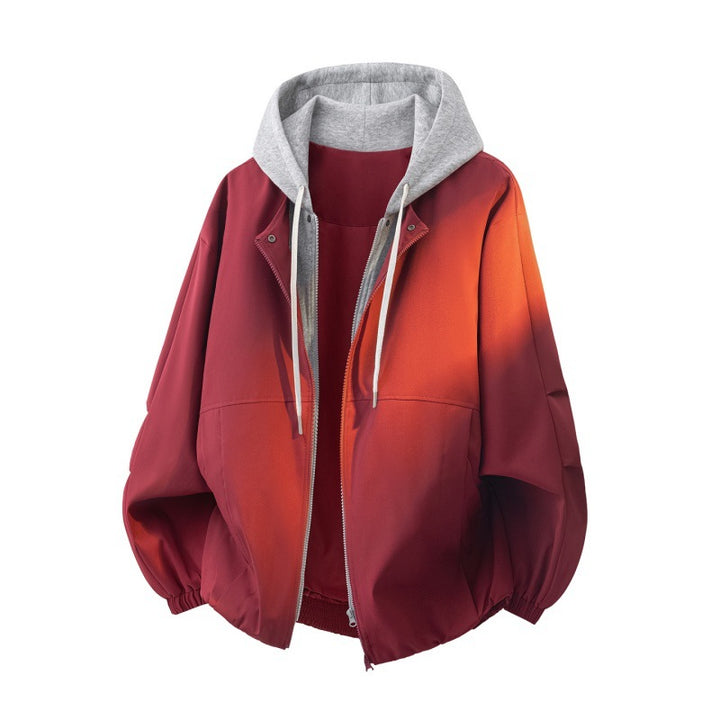 Unisex Oversize-Jacke im Lagenlook mit integrierter Kontrastkapuze und elastischem Saum Echoarchiv