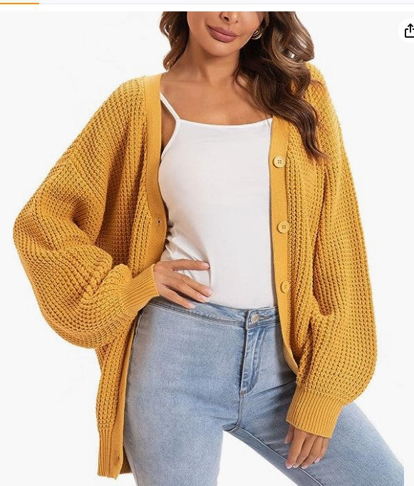 Damen nan Oversize Strickcardigan mit Ballonärmeln und großzügiger Knopfleiste Echo Archiv