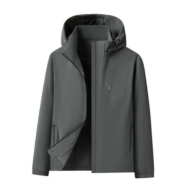 Herren Wasserabweisende Softshell-Jacke mit Kapuze nahtminimaler Optik & Brusttasche Echoarchiv