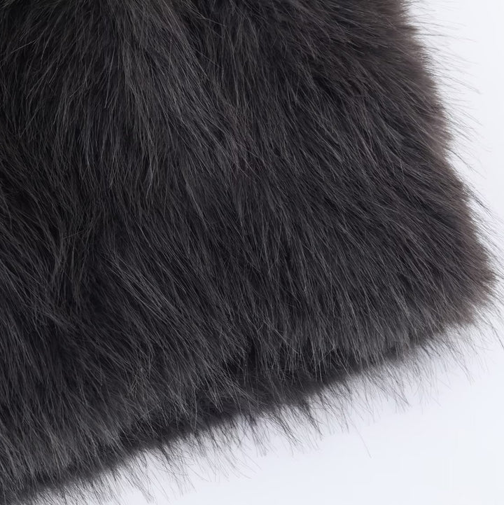 Damen Kurze Faux‑Fur‑Jacke mit Stehkragen und Boxy‑Schnitt Echo Archiv