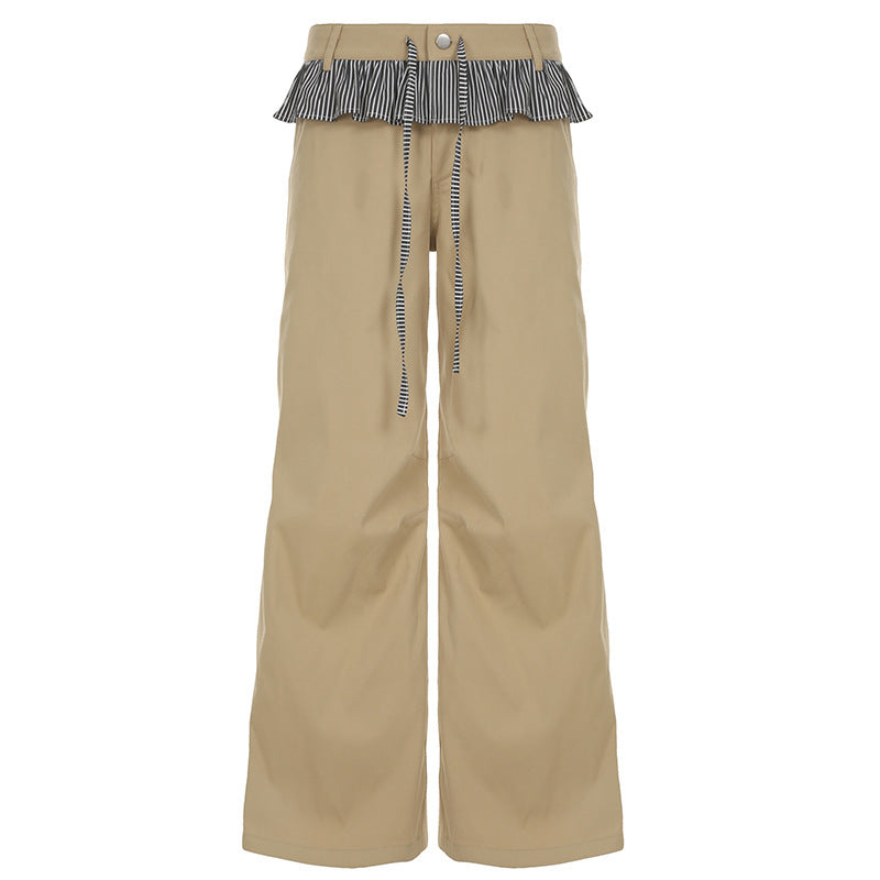 Damen Weite Freizeithose mit Rüschendetails und verstellbarem Bund Echo Archiv