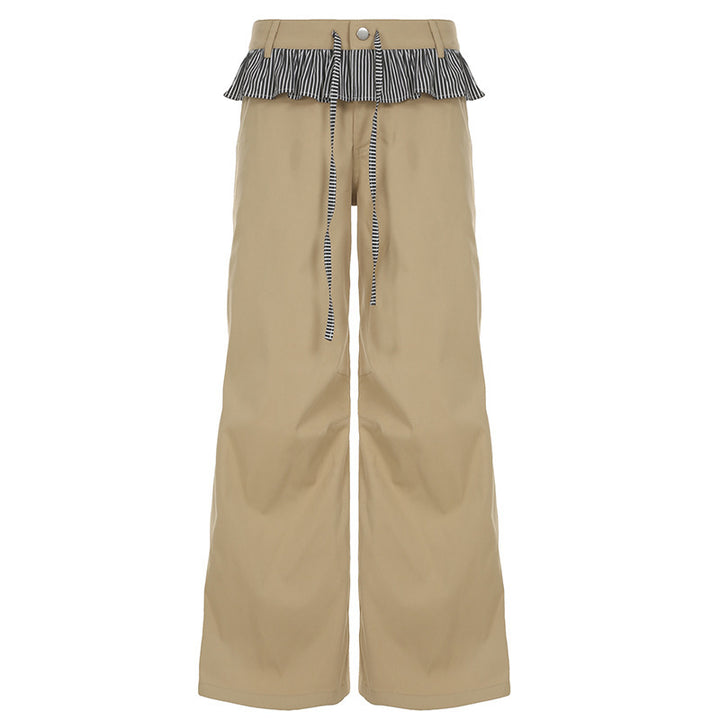 Damen Weite Freizeithose mit Rüschendetails und verstellbarem Bund Echo Archiv