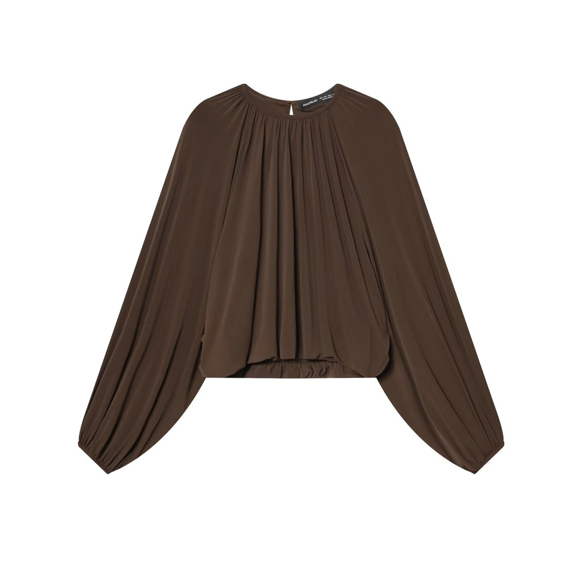 Damen Voluminöse Plissee-Bluse mit weiten Raglanärmeln und elastischem Bund Echoarchiv