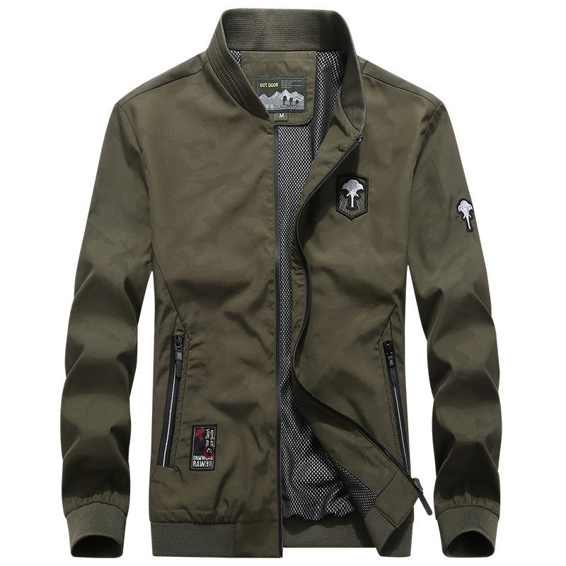 Herren Leichte wasserabweisende Bomberjacke mit Meshfutter und Patch‑Applikationen – Brevano