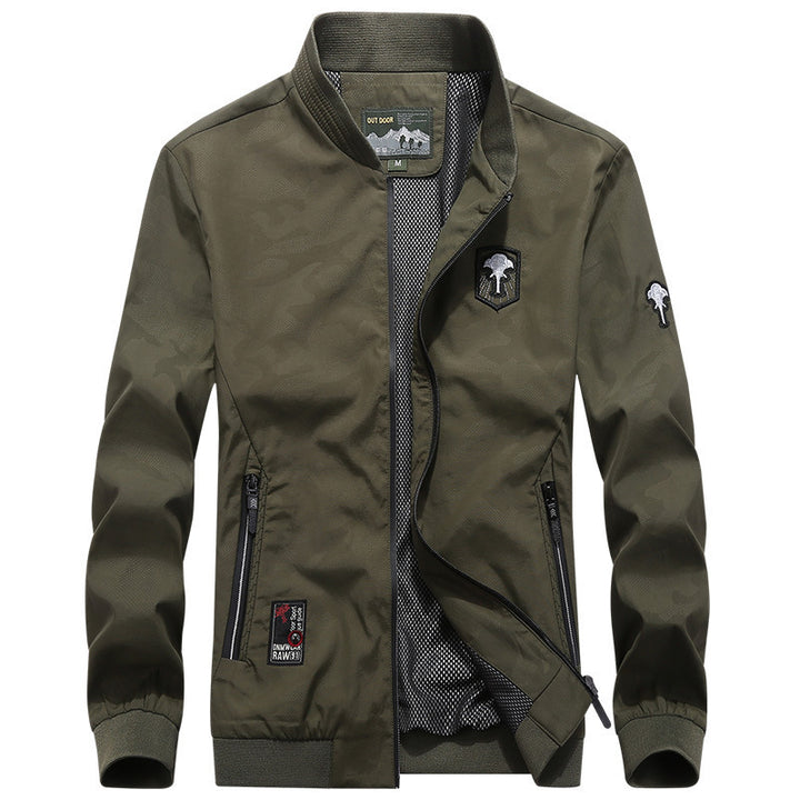 Herren Leichte wasserabweisende Bomberjacke mit Meshfutter und Patch‑Applikationen – Brevano