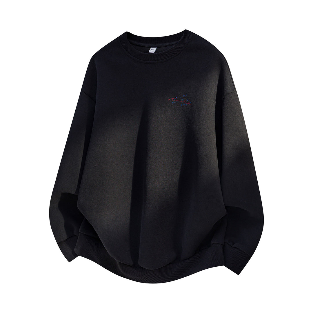 Unisex Oversize Baumwoll-Sweatshirt mit Rundhalsausschnitt, feiner Bruststickerei und elastischem Saum Echo Archiv