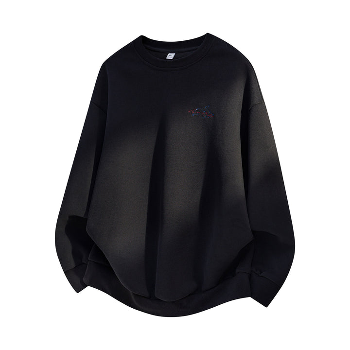 Unisex Oversize Baumwoll-Sweatshirt mit Rundhalsausschnitt, feiner Bruststickerei und elastischem Saum Echo Archiv