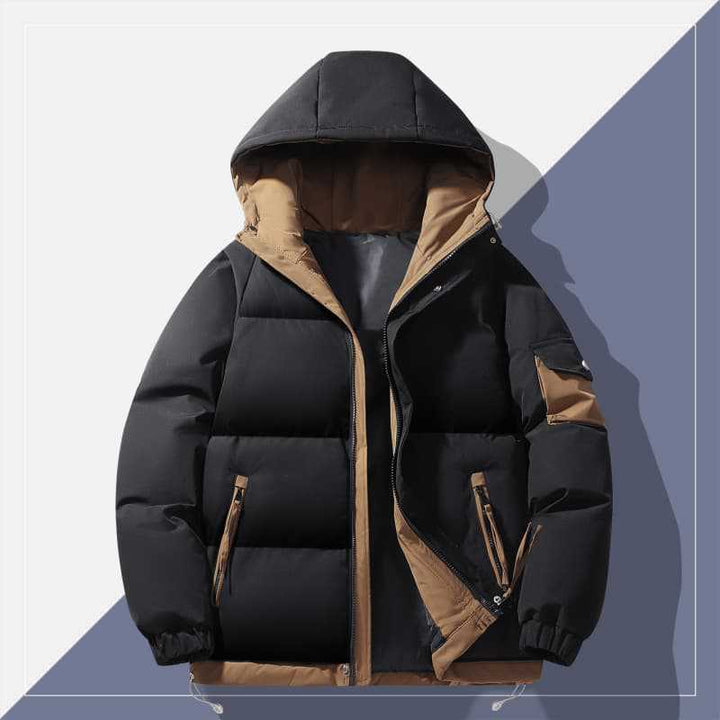 Herren urban gepolsterter Anorak mit Kapuze, kontrastierendem Futter und Mehrfachtaschen – Marzano
