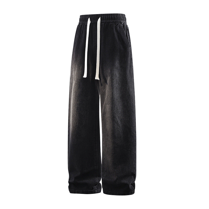 Herren Weite Denim-Freizeithose mit elastischem Bund, Tunnelzug & relaxed Baggy‑Silhouette Echoarchiv