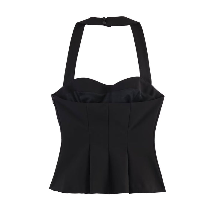Damen Haltertop mit elegantem Taillenschnitt und feinen Plisseedetails Echo Archiv