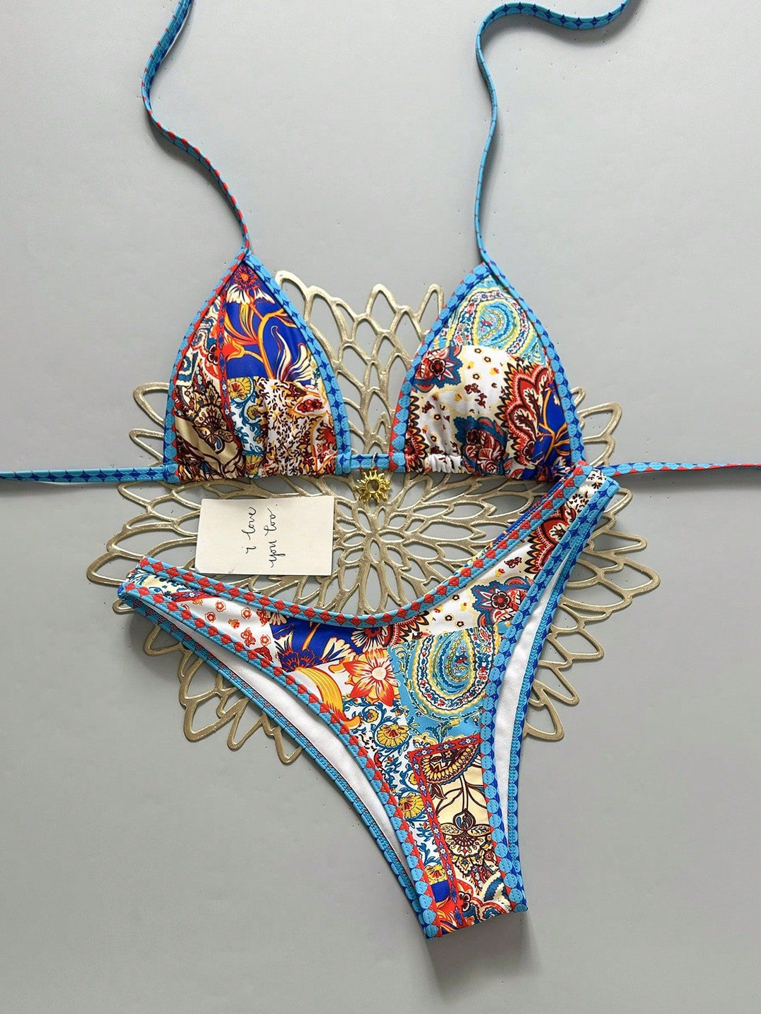 Damen Triangel-Bikini mit floralem Muster und raffinierten Details Echo Archiv