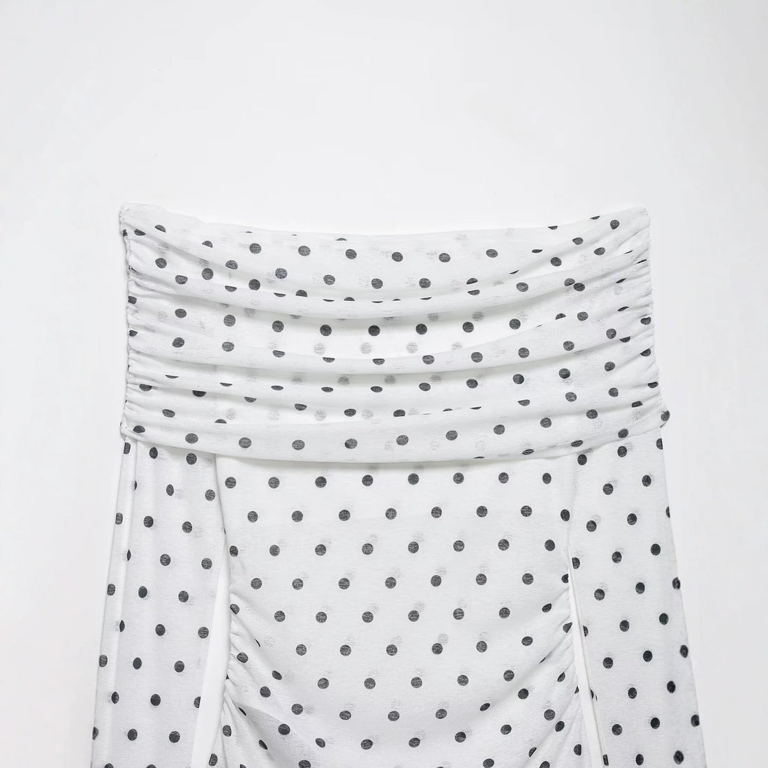 Damen Schulterfreies Langarm-Top mit Wasserfallkragen und Polka-Dot-Print Echo Archiv