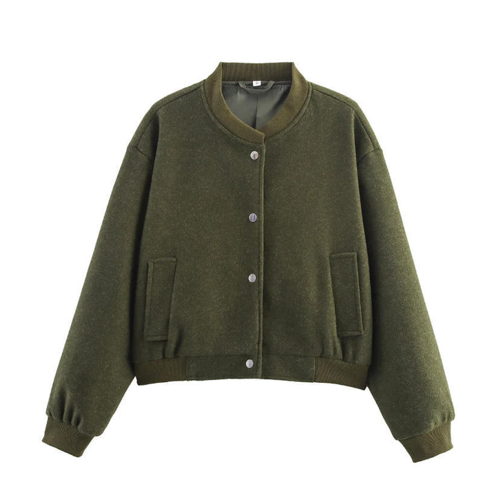 Damen 70+ kurze Wollmix‑Blousonjacke mit Reißverschluss, Hemdkragen und Pattentaschen Echo Archiv