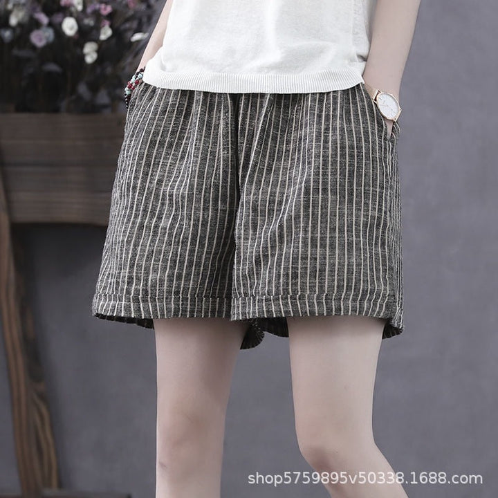 Damen Leichte Baumwollshorts mit Streifendessin Echoarchiv