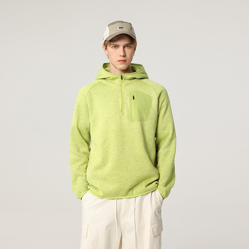 Damen Fleece-Halbzip Kapuzenpullover mit Brust-Zip-Tasche und relaxed Oversize-Schnitt Echo Archiv